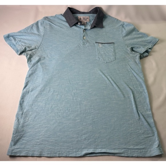 Original‎ Penguin Light Heather Blue Polo Shirt Men's Size XL Short Sleeve Golf - Picture 1 of 8